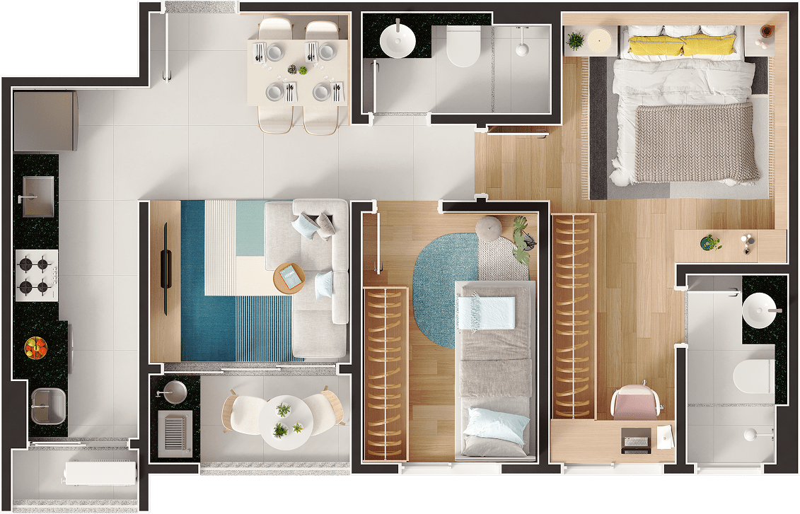 Apartamento <b class='text-[#C2A34B]'>53m²</b>