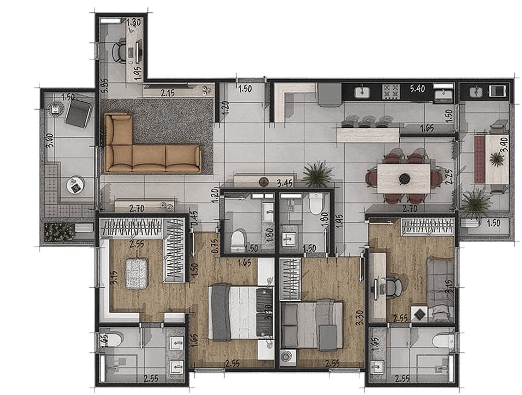 Apartamento <br/> <b class='text-[#FA6720]'>116m²</b>
