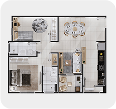 Apartamento <b class='text-[#C2A34B]'>58m²</b>