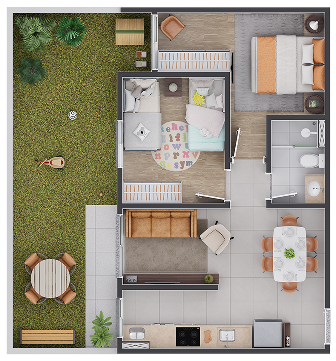 Apartamento </br> <b class='text-[#2DC33C]'> Garden 46m²</b>